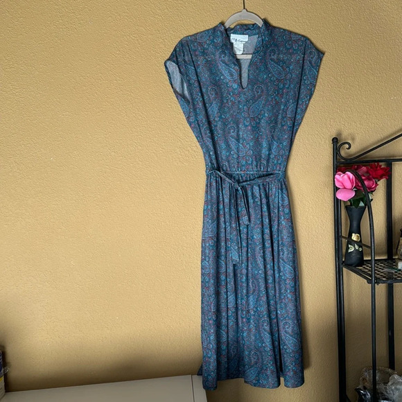 Vintage 70s JSE of California Sleeveless Belted Dress Tag Size 12 - Picture 1 of 10